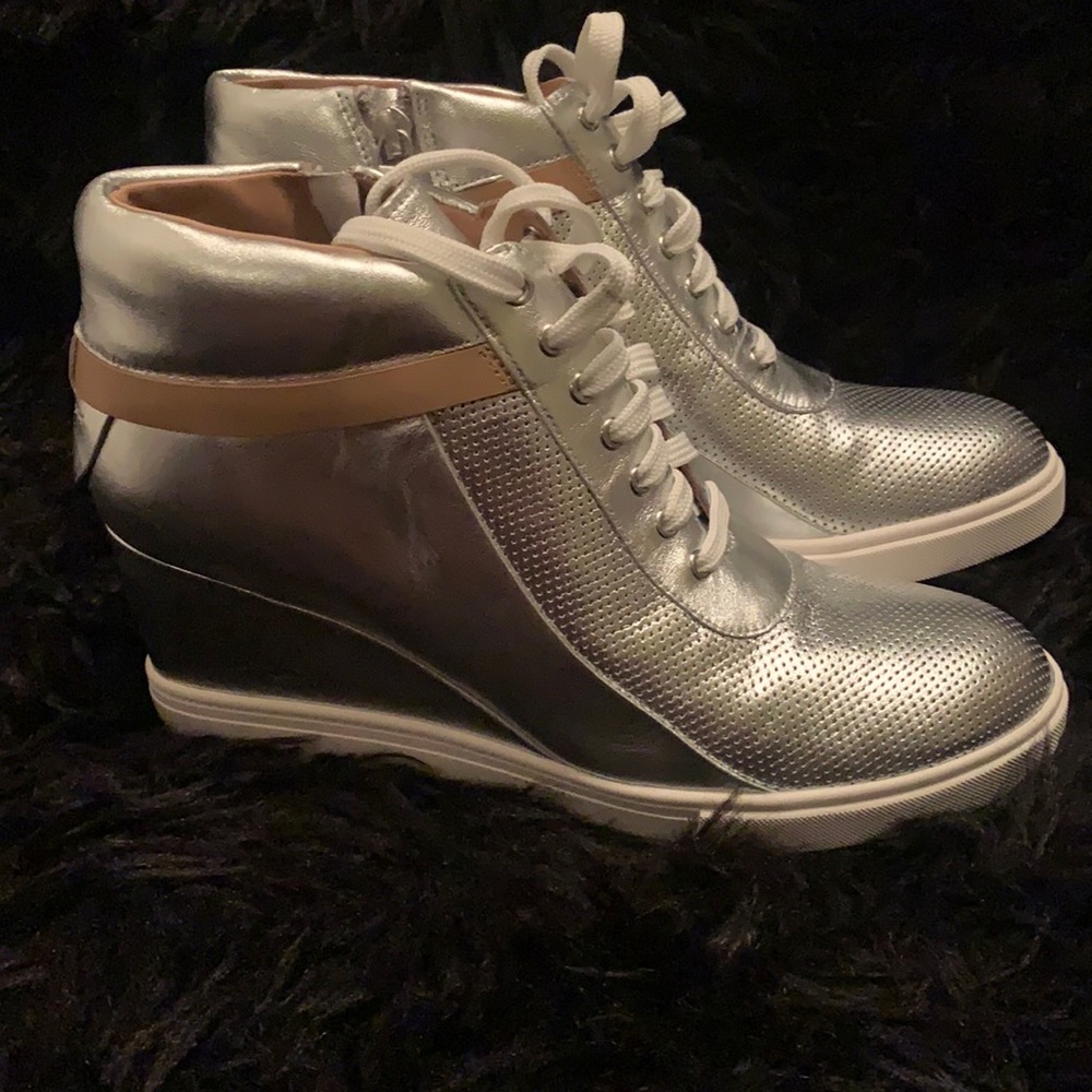 Linea Paolo Wedge Sneaker in Silver